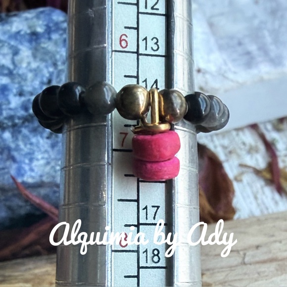 Alquimia Jewelry - Beaded charms black obsidian ring